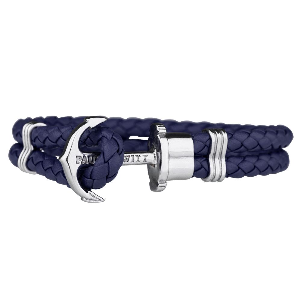 PHREP Leather Bracelet, Navy/Silver - Paul Hewitt