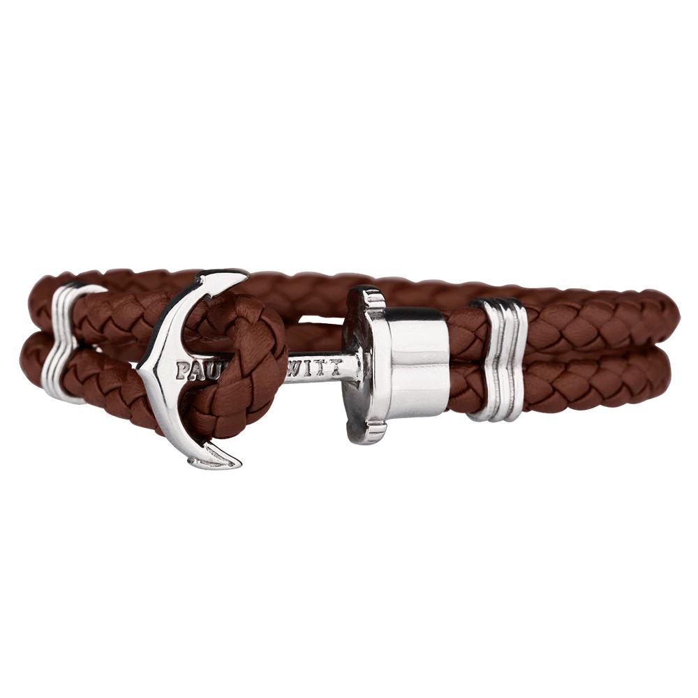 PHREP Leather Bracelet, Brown/Silver - Paul Hewitt