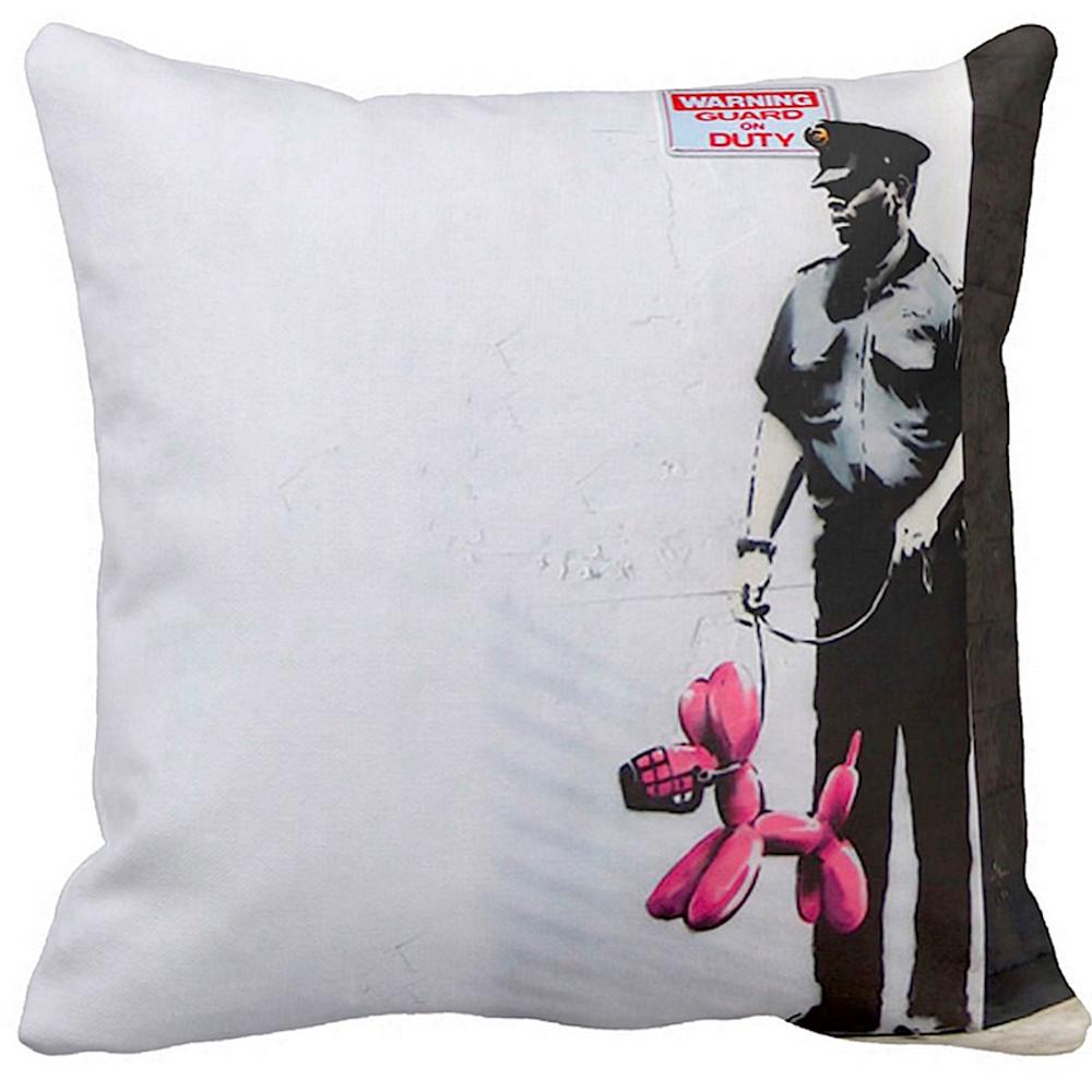 Security Guard with Pink Dog | Banksy Art | iLeesh