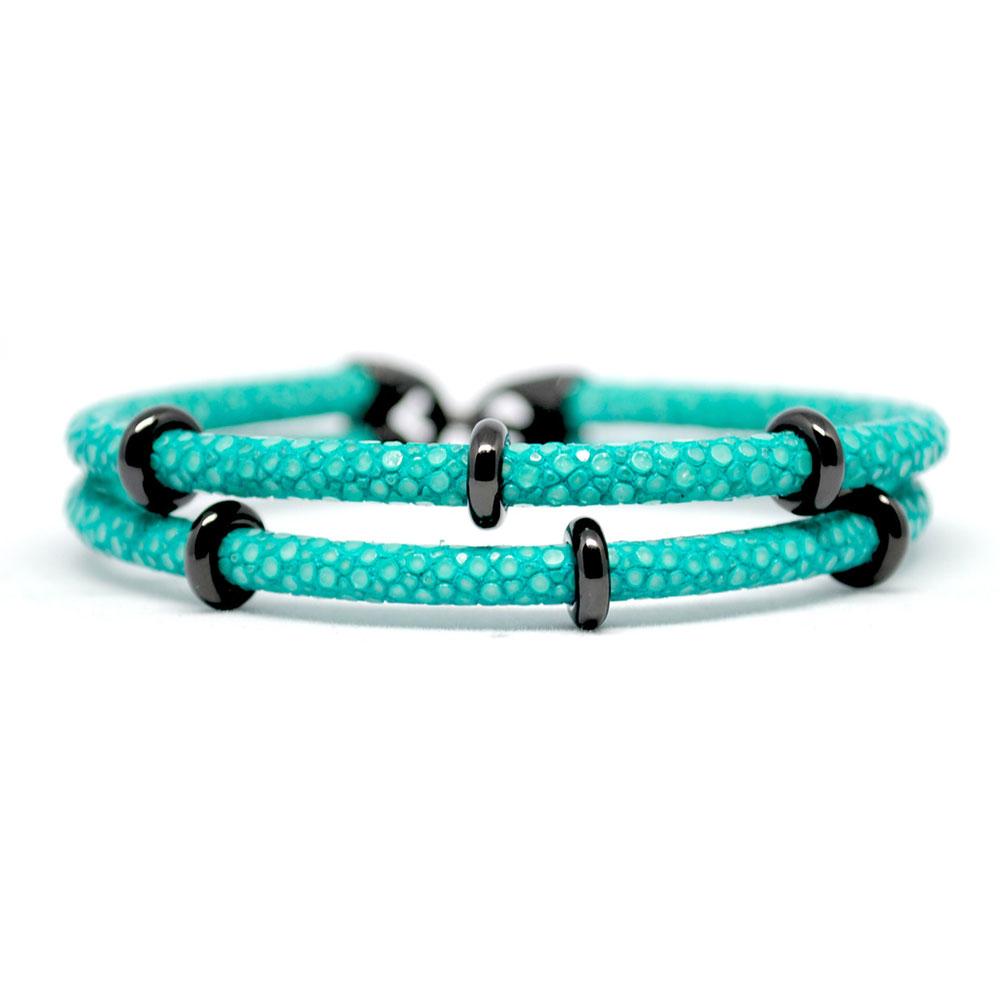 Double Stingray Bracelet | Turquoise & Black | Double Bone